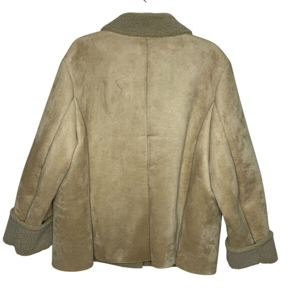 Lands' End Faux Suede Women's Sherpa Lined Coat Size 1X (16-18W) - Picture 9 of 10